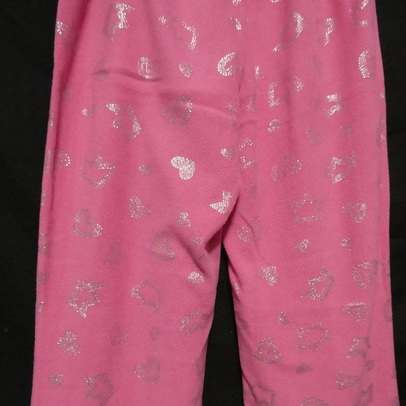 GEORGE, large (14/16) pink fleece pants, silver heart print, GUC - Picture 12 of 15